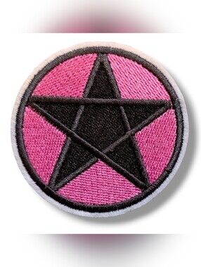 NWT Goth Punk Pink and Black Pentagram Iron On Patch
